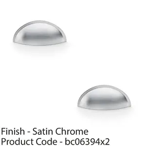 2 PACK - Rear Fixing Cup Handle - Satin Chrome 57mm Centres Solid Brass Shaker Unit Pull