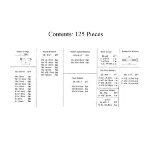 125 x Leaking Tap Reseater Washers, Rubber Nylon Fibre Gasket O Rings & C Clips