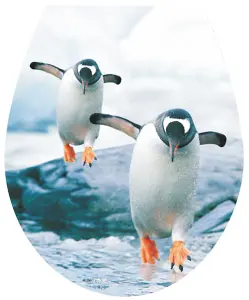 'Penguins' WC Seat Sticker Toilet Lid Cover Bathroom Art 32x38cm