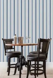 Galerie Smart Stripes 2 Blue Barcode Stripe Smooth Wallpaper