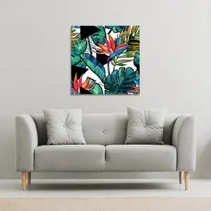 flowers with contour (Canvas Print) / 46 x 46 x 4cm