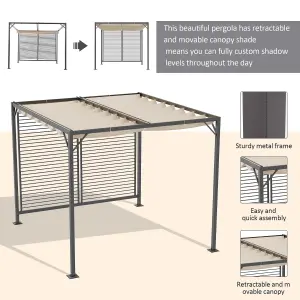 Outsunny Metal Pergola Patio Sun Shelter Grape Tent Retractable Canopy UV Cut