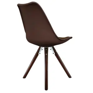 Soho Chocolate Plastic Dining Chair with Pyramid Dark Wood Legs