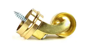 1x BRASS CASTOR & RING 32mm SCREW IN CASTOR  FURNITURE BEDS SOFAS CHAIRS STOOLS