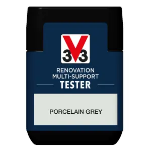 V33 Renovation Porcelain Grey Satinwood Multi-surface paint, 50ml Tester pot