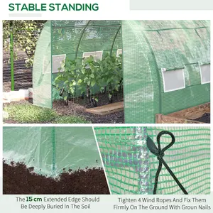 Outsunny 3 x 3 x 2 m Polytunnel Greenhouse Pollytunnel Tent Steel Frame Green