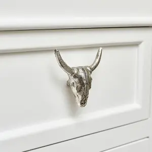 Melody Maison Silver Buffalo Skull Drawer Knob