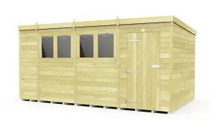 14 x 8 Feet Pent Shed - Single Door With Windows - Wood - L231 x W417 x H201 cm