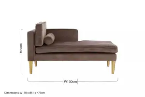 Interiors By Premier Velvet Upholstered Grey Velvet And Left Arm Chaise Lounge, Luxirous Chaise Lounge, Slim Chaise For Relaxing