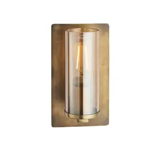 Luminosa Palermo Wall Lamp Brass Patina & Champagne Lustre Glass