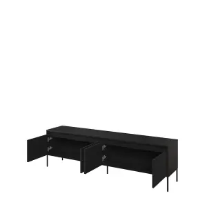 Trend 06 TV Cabinet in Blak Matt - Ripple Front & Push-to-Open System - W1930mm x H560mm x D400mm