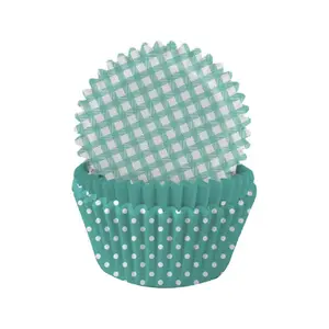 Anniversary House Polka Dot Gingham Muffin and Cupcake Cases (Pack of 75) Fresh Mint (One Size)