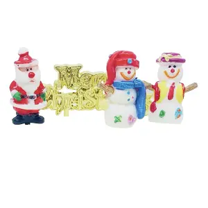 Anniversary House Santa And Snowman Christmas Cake Topper (Pack of 4) Multicoloured (One Size)