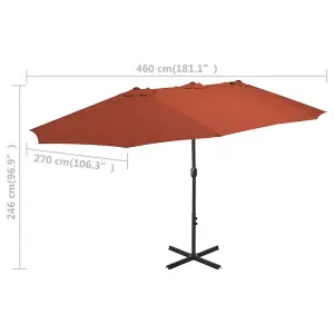 Berkfield Outdoor Parasol with Aluminium Pole 460x270 cm Terracotta