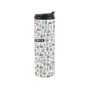 Boat Builder Travel Mug - Novelty Trades Gift Stainless Steel Vacuum-Sealed Double-Walled Hot/Cold Drinks Travel Flask