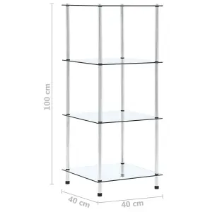 Berkfield 4-Tier Shelf Transparent 40x40x100 cm Tempered Glass