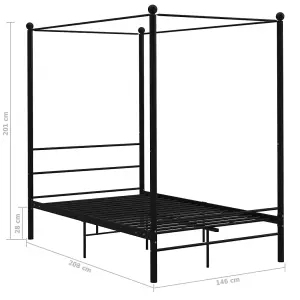 Berkfield Canopy Bed Frame Black Metal 140x200 cm