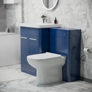 Nes Home 600mm Freestanding Vanity Unit with Basin, BTW Toilet, WC unit Royal Blue