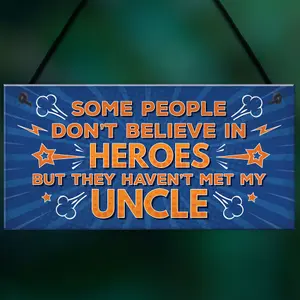 Red Ocean Uncle Is My Hero Novelty Birthday Christmas Family Gift Hanging Plaque Thank You Gift For Uncle Keepsake