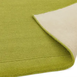 Green Simple and Stylish Wool Modern Plain Handmade Rug for Living Room and Bedroom-60cm X 120cm