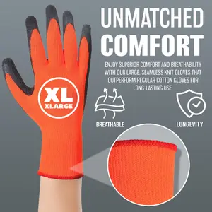 12 x Pairs Builders Latex Rubber Work Gloves  X Large Size 10 Gardening Diy Protective