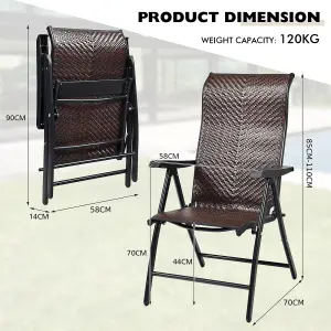 Costway 2PCS Folding Reclining Rattan Chair Portable Chaise Lounge Chair Patio Garden