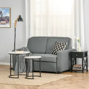 HOMCOM Modern 2 Seater Sofa Bed Click Clack Couch Sleeper for Living Room Grey