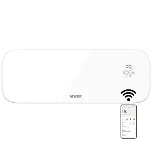 MYLEK Glass White Overdoor Air Curtain Heater Fan 2000W, Smart WIFI App Or Remote Control