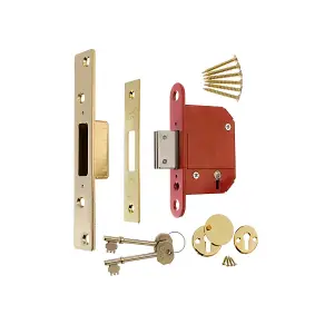 ERA 3" 5 Lever Mortice Deadlock Polished Brass with 3 Keys