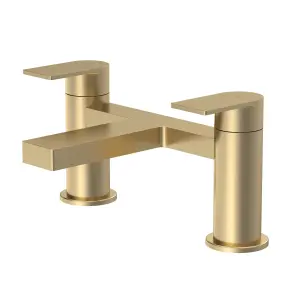 Contemporary Deck Mounted Bath Filler Tap - Brushed Brass - Balterley