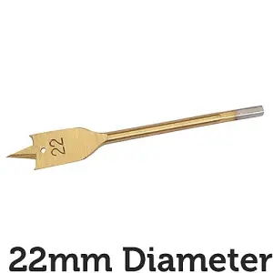 PRO 22mm x 150mm TITANIUM COATED STEEL Flat Spade Core Drill Bit Hex Hole Cutter