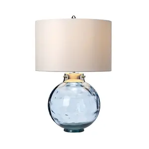 Table Lamp Hepplewhite Shade Highly Polished Nickel Glassware Blue LED E27 60W