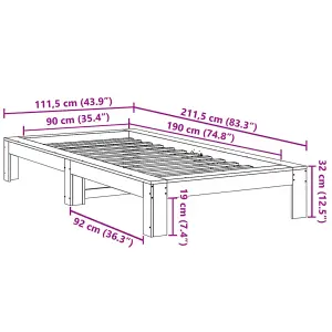 Berkfield Bed Frame without Mattress White 90x190 cm Single Solid Wood Pine