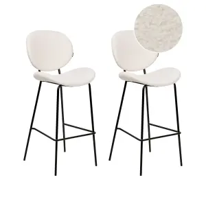 Set of 2 Bar Chairs LUANA Boucle White