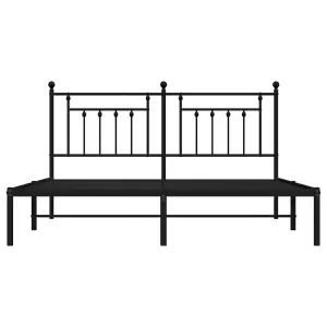 Berkfield Metal Bed Frame with Headboard Black 160x200 cm