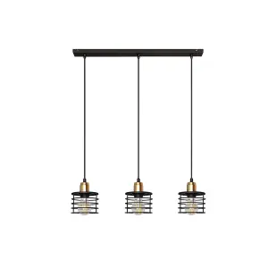 Luminosa Edison Straight Bar Pendant Ceiling Light Black, Copper 65cm