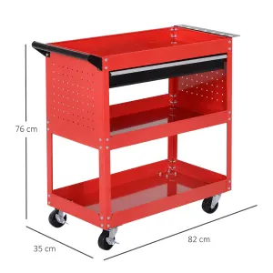 DURHAND 3-tier Tool Trolley Cart Roller Cabinet Garage Workshop with Drawer