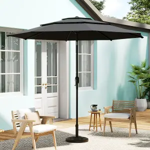 3-Tier Umbrella with Patio Umbrella Cement Round Base No Wheels