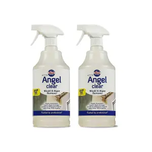 Nilco Angel Clear 2L Mould Algae Remover Cleaner Walls Tiles PVC Patios 2x 1L