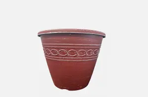 Recycled Plastic Planter Pot - 11" Infinity Round Terracotta White