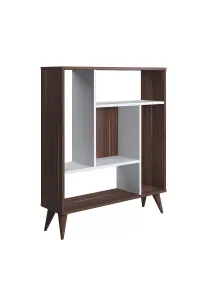 Norm Bookcase with 5 Compartments Display Unit, 90 x 25 x 105 cm Free Standing Shelves, Bookshelf, Open Cabinet, Walnut