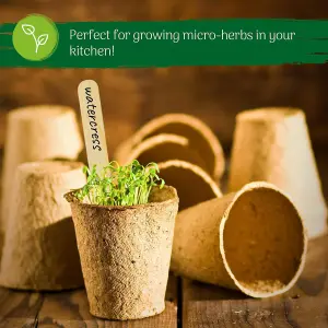 100 Pack 6cm Plant Pots for Seedlings - Eco-Friendly Fiber Pots with Wooden Labels for Easy Transplanting