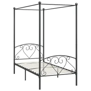 Berkfield Canopy Bed Frame Grey Metal 100x200 cm