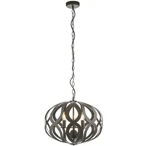 Hanging Ceiling Pendant Light Antique Brushed Bronze 3 Bulb Modern Table Feature