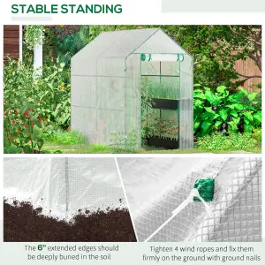 Outsunny Walk in Greenhouse w/Shelves Steeple Grow House 186x 120 x 190cm White