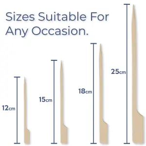 100 BBQ Skewers - 18cm Wooden Bamboo Paddle Skewers