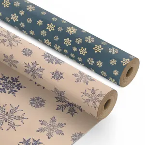 Kraft & Co 2 Pack Christmas Wrapping Paper Roll(Snowflake)