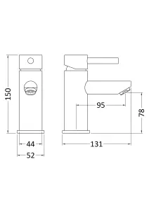 Minimalist Round Mono Basin Mixer Tap & Push Button Waste - Chrome