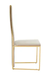 Interiors by Premier Luxurious Modern Dining Chair, Stainless Steel Gold Finished Frame Accent Chair. Natural Fabric Dining Chair