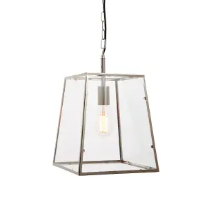 Anson Lighting Topozero 1lt  Bright nickel plate & clear glass Ceiling pendant